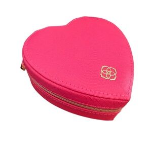 Kendra Scott Pink Heart Jewelry Travel Case Zip Around Organizer Box